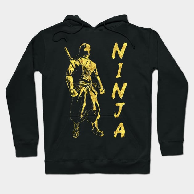 Ninja Silhouette Abstract Japanese Art of a Legendary Mythical Warrior Hoodie by Naumovski